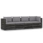 vidaXL Sofá de palets 4 plazas cojines gris madera de pino impregnada vidaXL Sofá de palets 4 plazas cojines gris madera de pino impregnada