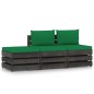 vidaXL Muebles de jardín 3 piezas con cojines madera impregnada gris vidaXL Muebles de jardín 3 piezas con cojines madera impregnada gris