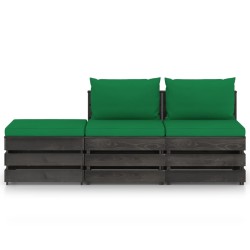 vidaXL Muebles de jardín 3 piezas con cojines madera impregnada gris