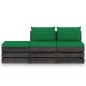 vidaXL Muebles de jardín 3 piezas con cojines madera impregnada gris vidaXL Muebles de jardín 3 piezas con cojines madera impregnada gris