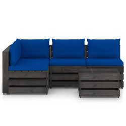 vidaXL Muebles de jardín 5 piezas con cojines madera impregnada gris