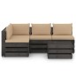 vidaXL Muebles de jardín 5 piezas con cojines madera impregnada gris