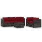 vidaXL Muebles de jardín 6 piezas con cojines madera impregnada gris vidaXL Muebles de jardín 6 piezas con cojines madera impregnada gris