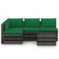 vidaXL Muebles de jardín 5 piezas con cojines madera impregnada gris