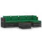 vidaXL Muebles de jardín 6 piezas con cojines madera impregnada gris vidaXL Muebles de jardín 6 piezas con cojines madera impregnada gris