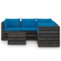vidaXL Muebles de jardín 6 piezas con cojines madera impregnada gris vidaXL Muebles de jardín 6 piezas con cojines madera impregnada gris