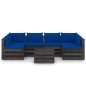 vidaXL Muebles de jardín 7 piezas con cojines madera impregnada gris vidaXL Muebles de jardín 7 piezas con cojines madera impregnada gris