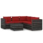 vidaXL Muebles de jardín 6 piezas con cojines madera impregnada gris vidaXL Muebles de jardín 6 piezas con cojines madera impregnada gris