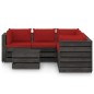 vidaXL Muebles de jardín 6 piezas con cojines madera impregnada gris vidaXL Muebles de jardín 6 piezas con cojines madera impregnada gris