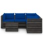 vidaXL Muebles de jardín 6 piezas con cojines madera impregnada gris vidaXL Muebles de jardín 6 piezas con cojines madera impregnada gris