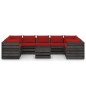 vidaXL Muebles de jardín 10 piezas con cojines madera impregnada gris vidaXL Muebles de jardín 10 piezas con cojines madera impregnada gris