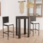 vidaXL Set muebles bar jardín 3 piezas y cojines ratán sintético negro vidaXL Set muebles bar jardín 3 piezas y cojines ratán sintético negro