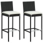 vidaXL Set muebles bar jardín 3 piezas y cojines ratán sintético negro vidaXL Set muebles bar jardín 3 piezas y cojines ratán sintético negro
