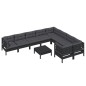vidaXL Muebles de jardín 10 pzas con cojines negro madera de pino vidaXL Muebles de jardín 10 pzas con cojines negro madera de pino