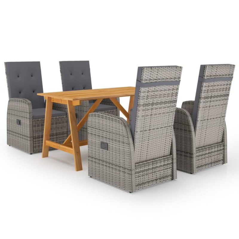 vidaXL Juego de comedor para jardín 5 piezas gris vidaXL Juego de comedor para jardín 5 piezas gris