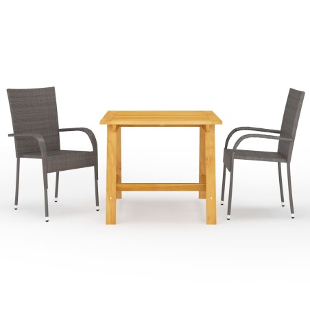 vidaXL Juego de comedor para jardín 3 piezas marrón