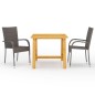 vidaXL Juego de comedor para jardín 3 piezas marrón vidaXL Juego de comedor para jardín 3 piezas marrón