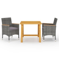 vidaXL Juego de comedor de jardín de 3 piezas gris