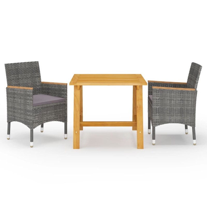 vidaXL Juego de comedor de jardín de 3 piezas gris vidaXL Juego de comedor de jardín de 3 piezas gris