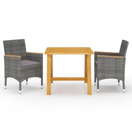 vidaXL Juego de comedor de jardín de 3 piezas gris