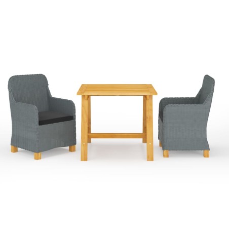 vidaXL Juego de comedor para jardín 3 piezas gris claro