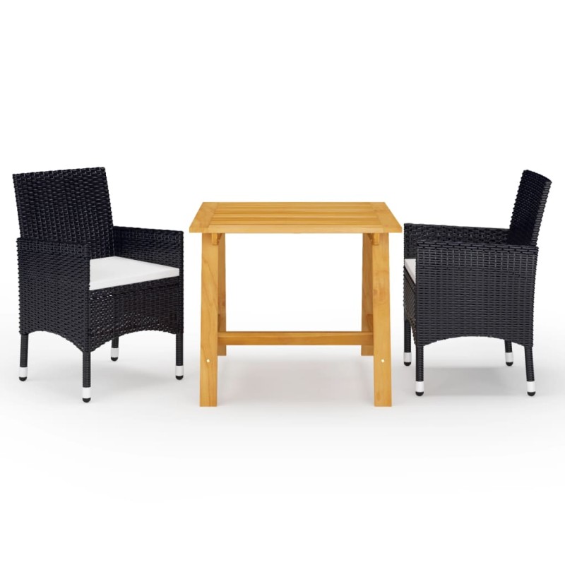 vidaXL Juego de comedor de jardín de 3 piezas negro