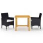 vidaXL Juego de comedor de jardín de 3 piezas negro