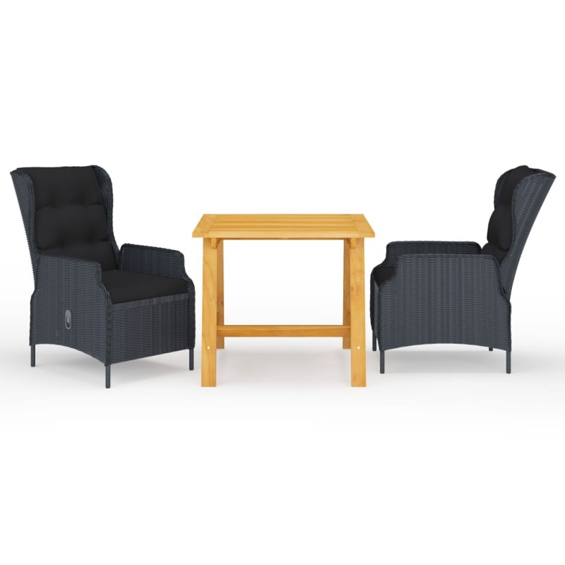 vidaXL Juego de comedor para jardín 3 piezas gris oscuro vidaXL Juego de comedor para jardín 3 piezas gris oscuro