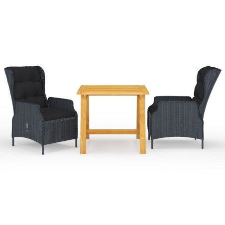 vidaXL Juego de comedor para jardín 3 piezas gris oscuro