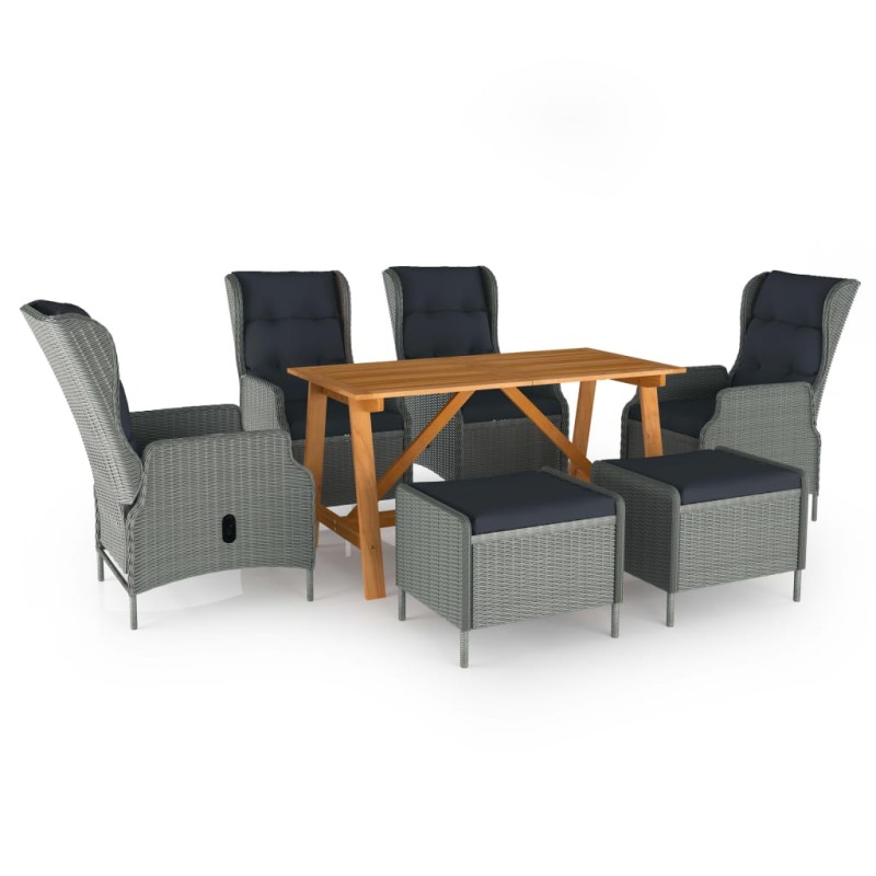 vidaXL Juego de comedor para jardín de 7 piezas gris claro vidaXL Juego de comedor para jardín de 7 piezas gris claro