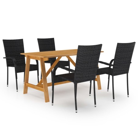 vidaXL Juego de comedor para jardín 5 piezas negro