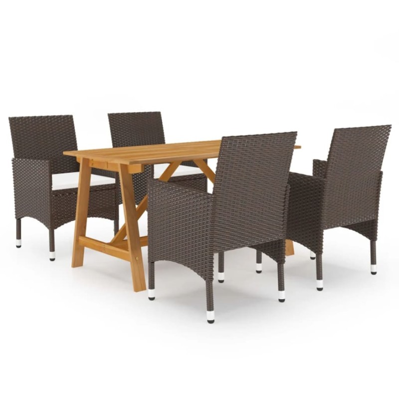 vidaXL Juego de comedor para jardín de 5 piezas marrón