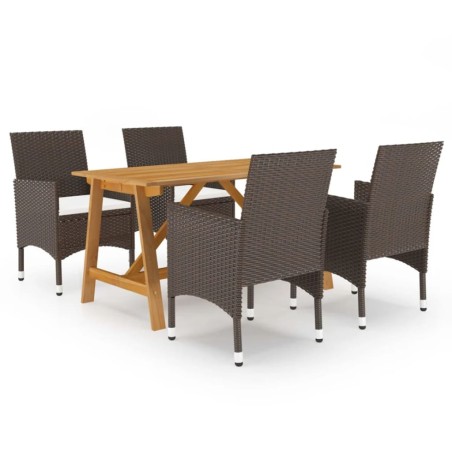 vidaXL Juego de comedor para jardín de 5 piezas marrón