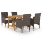 vidaXL Juego de comedor para jardín de 5 piezas marrón