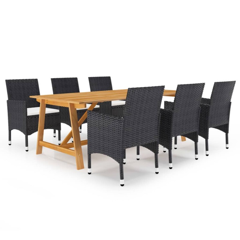 vidaXL Juego de comedor de jardín 7 piezas negro vidaXL Juego de comedor de jardín 7 piezas negro