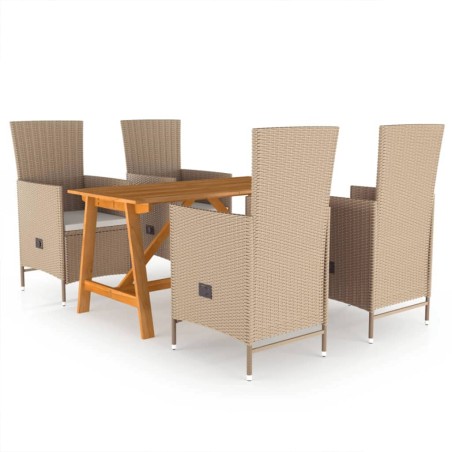 vidaXL Juego de comedor de jardín 5 piezas beige
