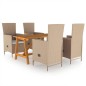 vidaXL Juego de comedor de jardín 5 piezas beige vidaXL Juego de comedor de jardín 5 piezas beige