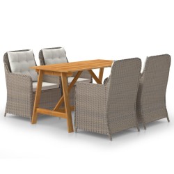 vidaXL Juego de comedor para jardín 5 piezas marrón