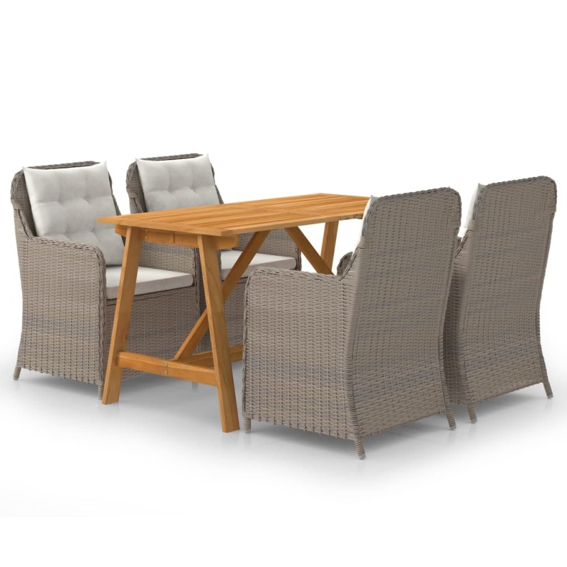 vidaXL Juego de comedor para jardín 5 piezas marrón vidaXL Juego de comedor para jardín 5 piezas marrón