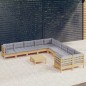 vidaXL Muebles de jardín 11 pzas y cojines madera de pino gris vidaXL Muebles de jardín 11 pzas y cojines madera de pino gris