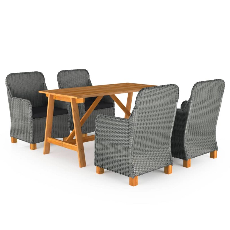 vidaXL Juego de comedor para jardín de 5 piezas gris claro vidaXL Juego de comedor para jardín de 5 piezas gris claro