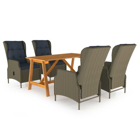 vidaXL Juego de comedor para jardín de 5 piezas marrón