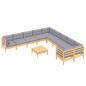 vidaXL Muebles de jardín 11 pzas y cojines madera de pino gris vidaXL Muebles de jardín 11 pzas y cojines madera de pino gris