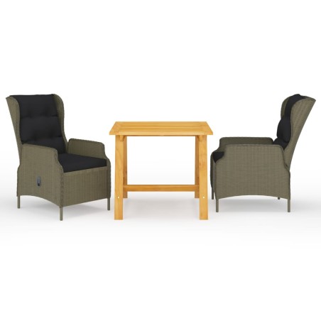 vidaXL Juego de comedor para jardín de 3 piezas marrón