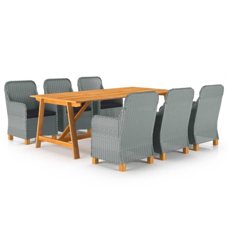 vidaXL Juego de comedor de jardín 7 piezas gris claro