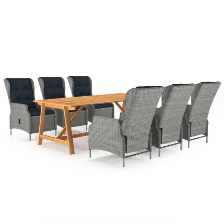 vidaXL Juego de comedor para jardín de 7 piezas gris claro