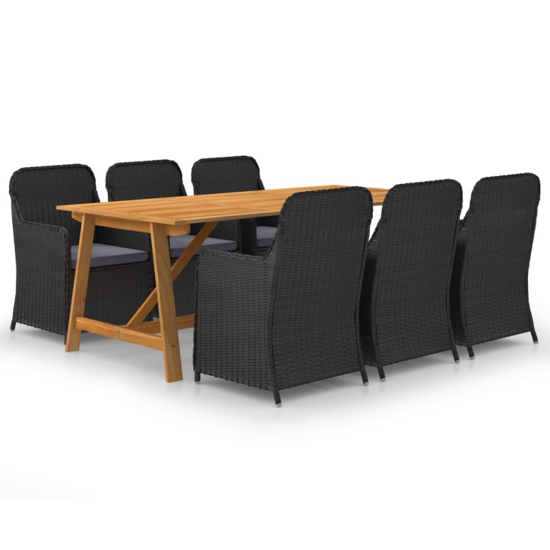 vidaXL Juego de comedor para jardín de 7 piezas negro vidaXL Juego de comedor para jardín de 7 piezas negro