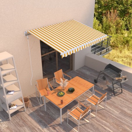 vidaXL Toldo automático retráctil amarillo y blanco 300x250 cm