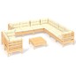 vidaXL Muebles de jardín 10 pzas y cojines madera maciza de pino crema vidaXL Muebles de jardín 10 pzas y cojines madera maciza de pino crema