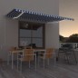 vidaXL Toldo automático LED sensor de viento azul y blanco 500x350 cm vidaXL Toldo automático LED sensor de viento azul y blanco 500x350 cm
